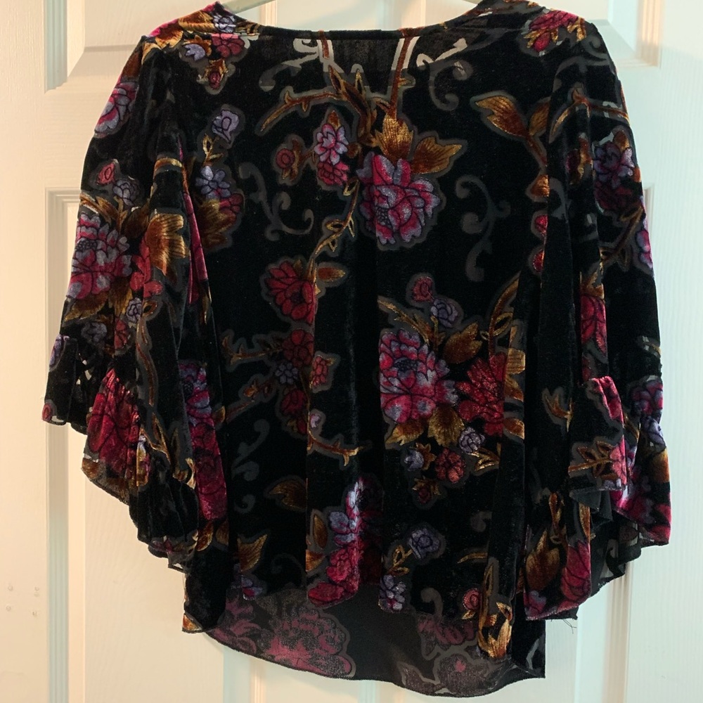 Sheer, velvet, floral top